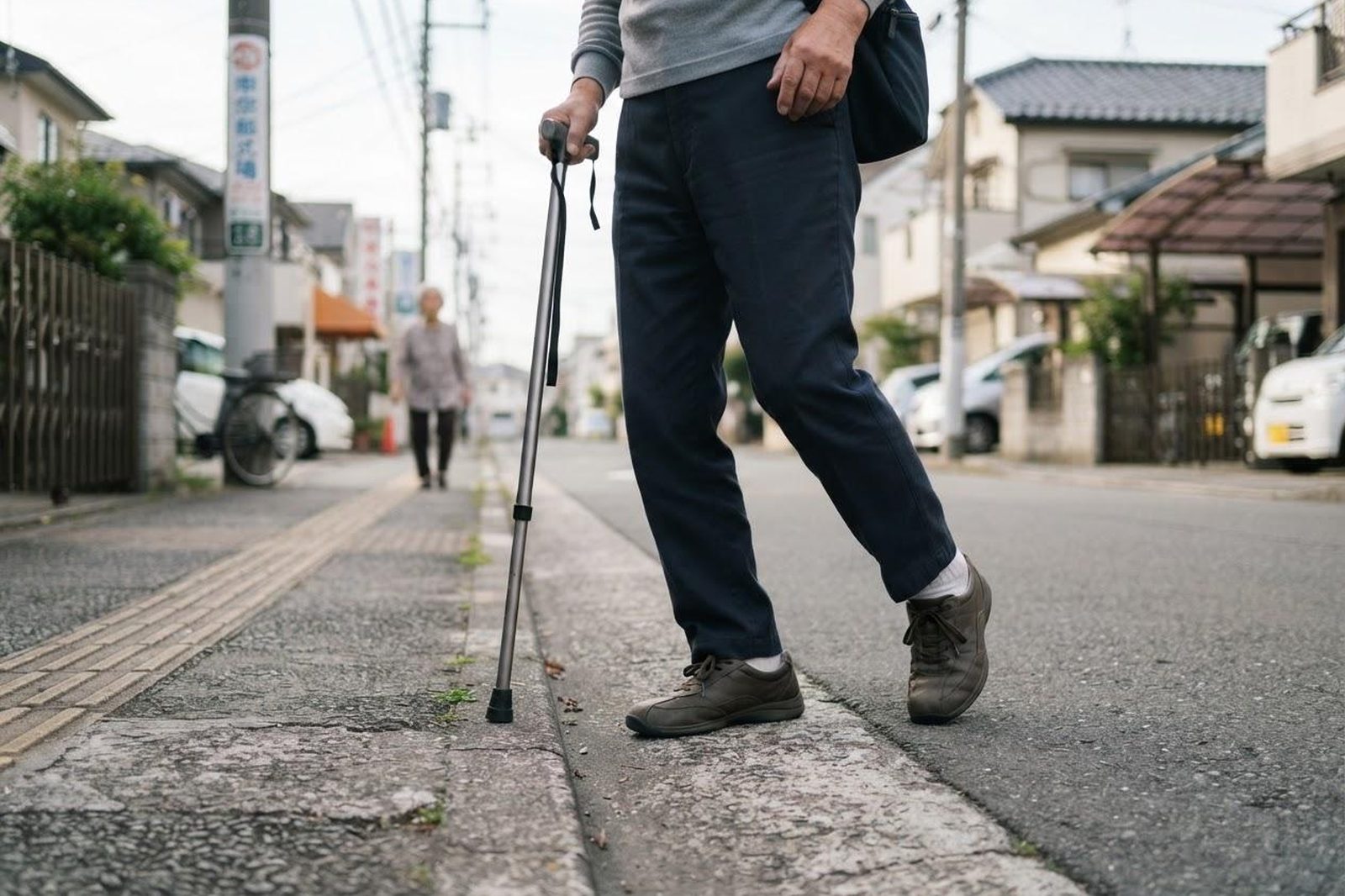 歩いて立ち止まる足元