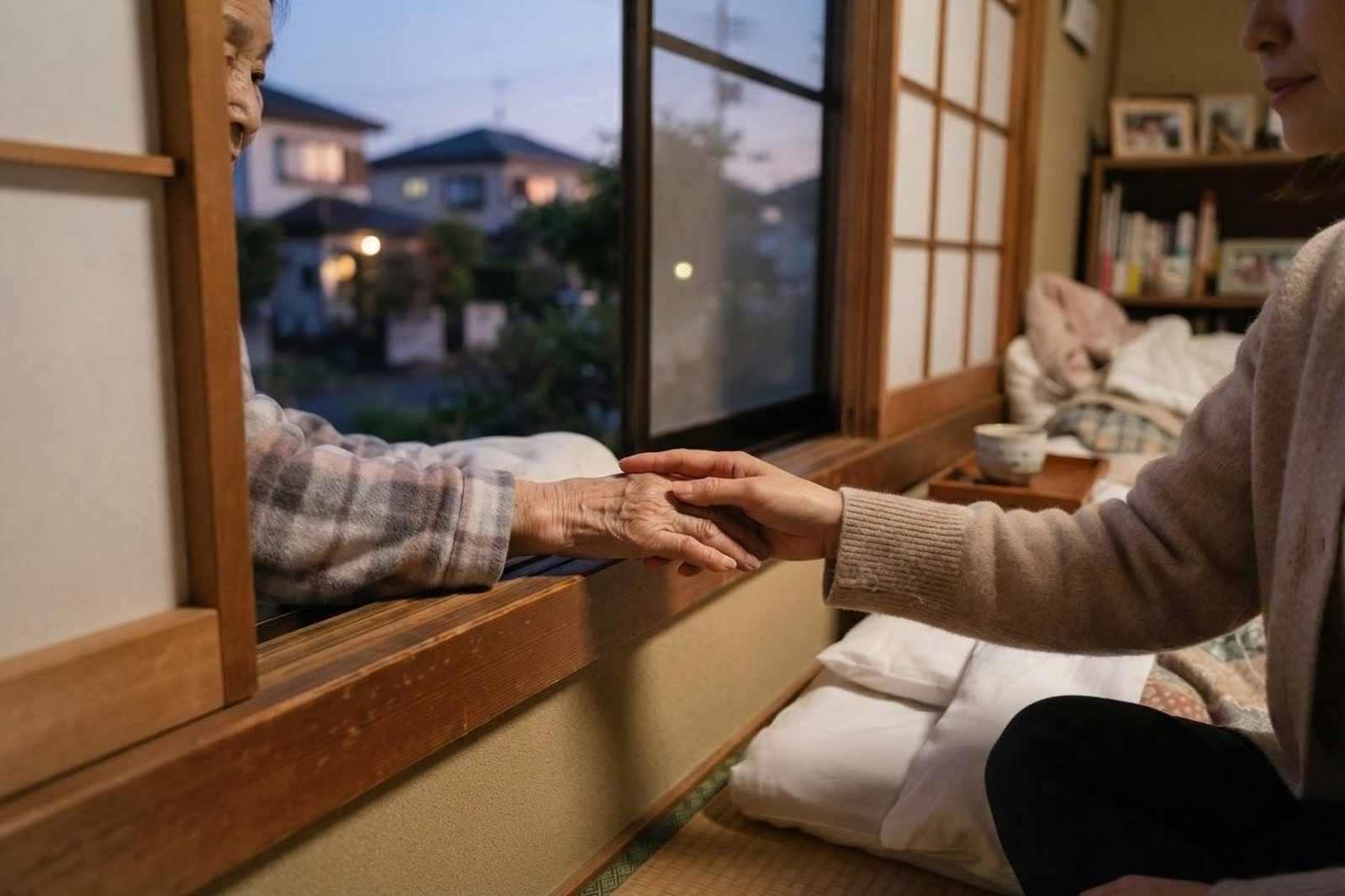 手を重ねる