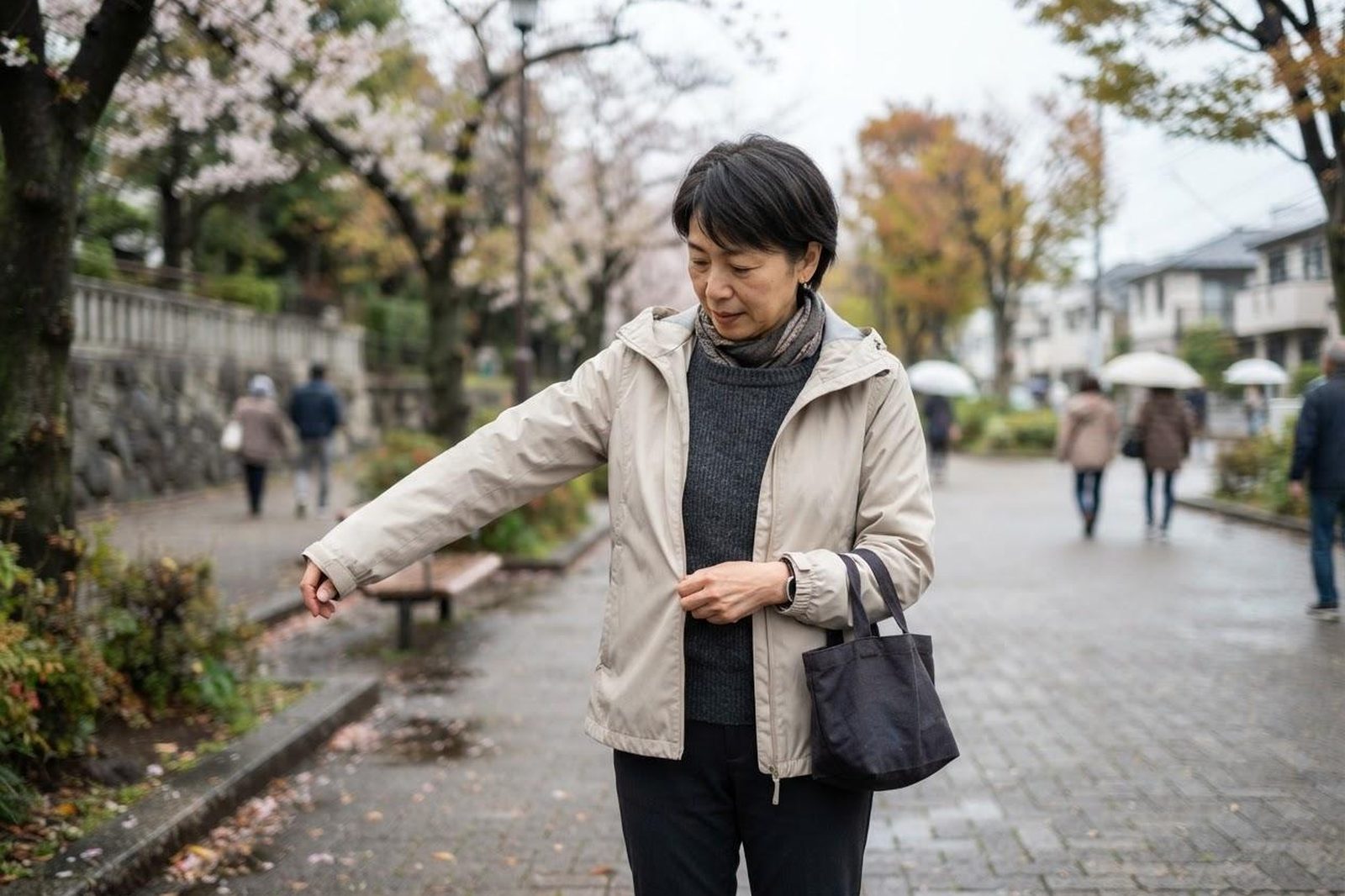 上着を羽織る